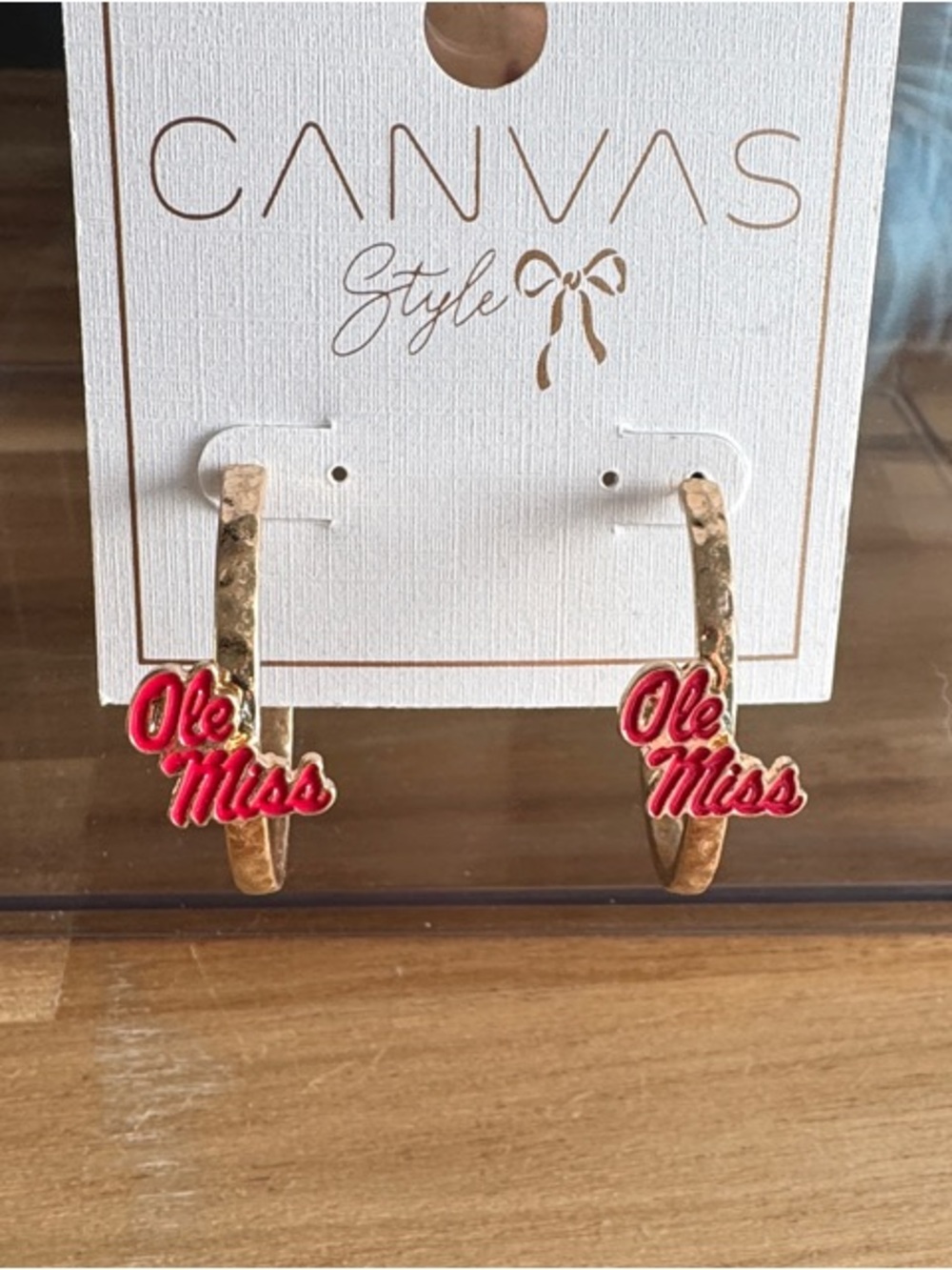 Ole Miss Gold Earrings with Red Enamel Logo by Canvas Style